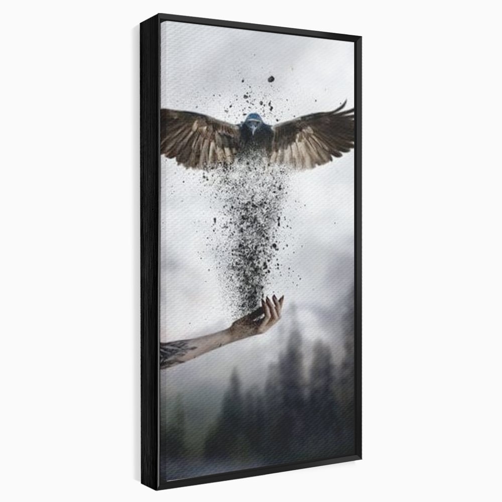 Tablou Canvas Premium, LuxCanva® M1044, Zbor din Cenusa, Zbor, Vultur, Pasare, Mana, Tatuaj, Cenusa, Aripi, Praf, Renastere, Magie, Birou, Living, Camera Copil