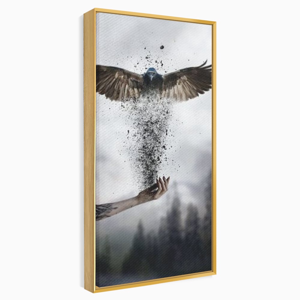 Tablou Canvas Premium, LuxCanva® M1044, Zbor din Cenusa, Zbor, Vultur, Pasare, Mana, Tatuaj, Cenusa, Aripi, Praf, Renastere, Magie, Birou, Living, Camera Copil