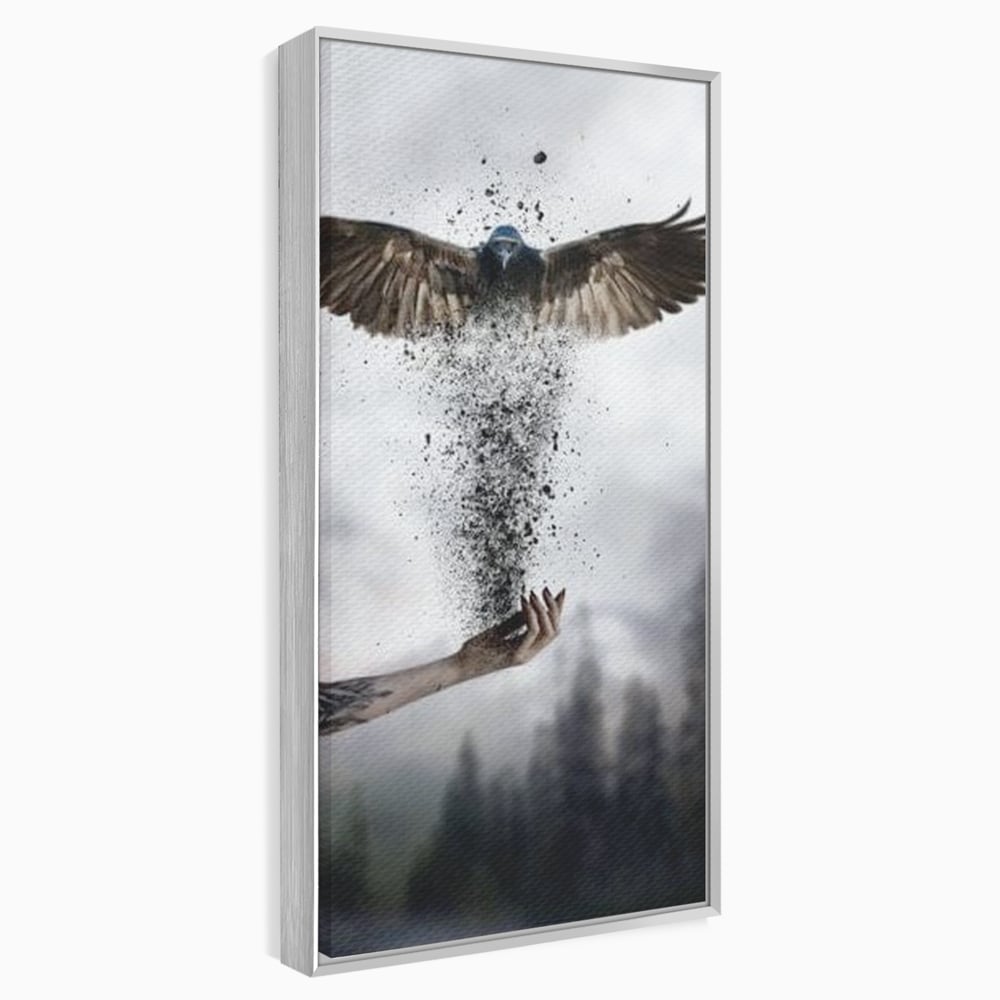 Tablou Canvas Premium, LuxCanva® M1044, Zbor din Cenusa, Zbor, Vultur, Pasare, Mana, Tatuaj, Cenusa, Aripi, Praf, Renastere, Magie, Birou, Living, Camera Copil