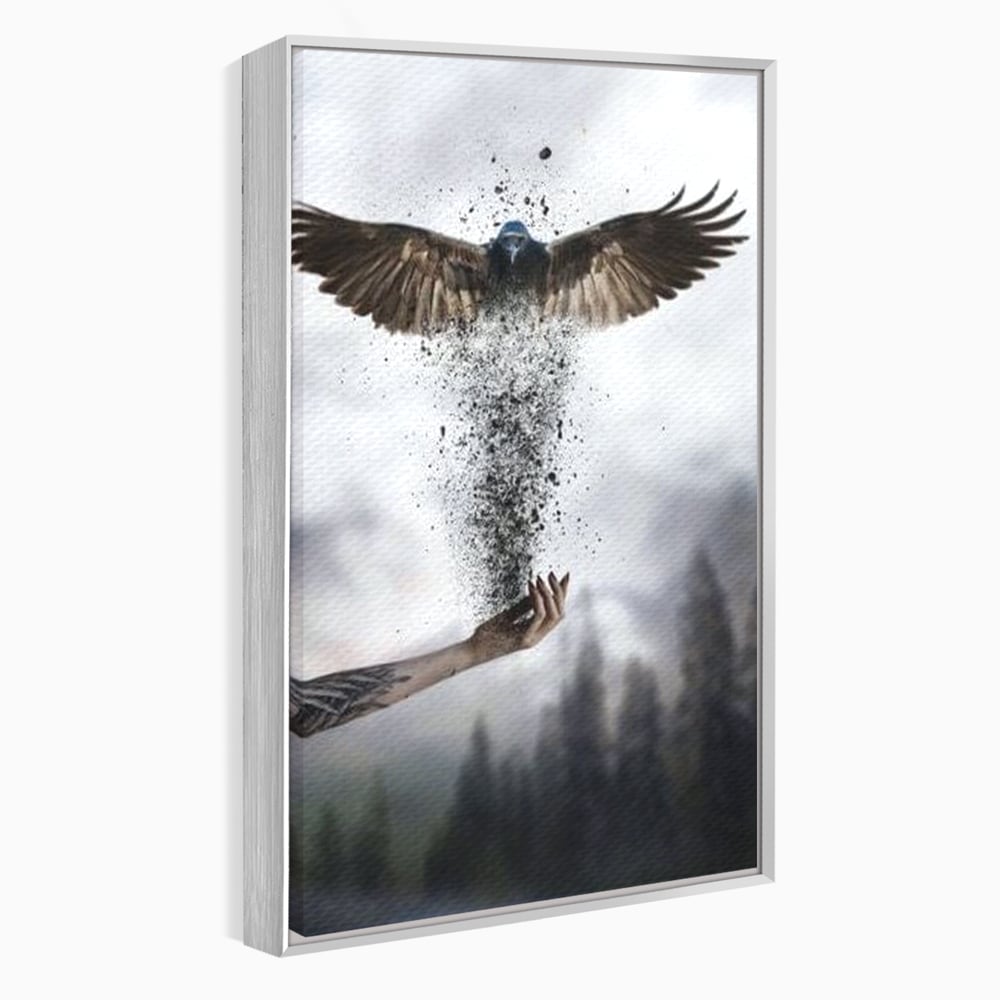 Tablou Canvas Premium, LuxCanva® M1044, Zbor din Cenusa, Zbor, Vultur, Pasare, Mana, Tatuaj, Cenusa, Aripi, Praf, Renastere, Magie, Birou, Living, Camera Copil