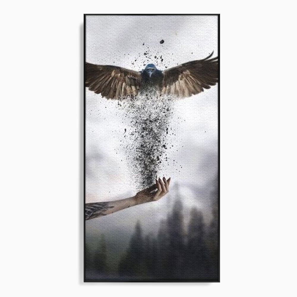 Tablou Canvas Premium, LuxCanva® M1044, Zbor din Cenusa, Zbor, Vultur, Pasare, Mana, Tatuaj, Cenusa, Aripi, Praf, Renastere, Magie, Birou, Living, Camera Copil