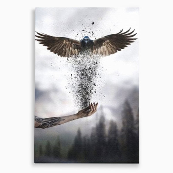 Tablou Canvas Premium, LuxCanva® M1044, Zbor din Cenusa, Zbor, Vultur, Pasare, Mana, Tatuaj, Cenusa, Aripi, Praf, Renastere, Magie, Birou, Living, Camera Copil