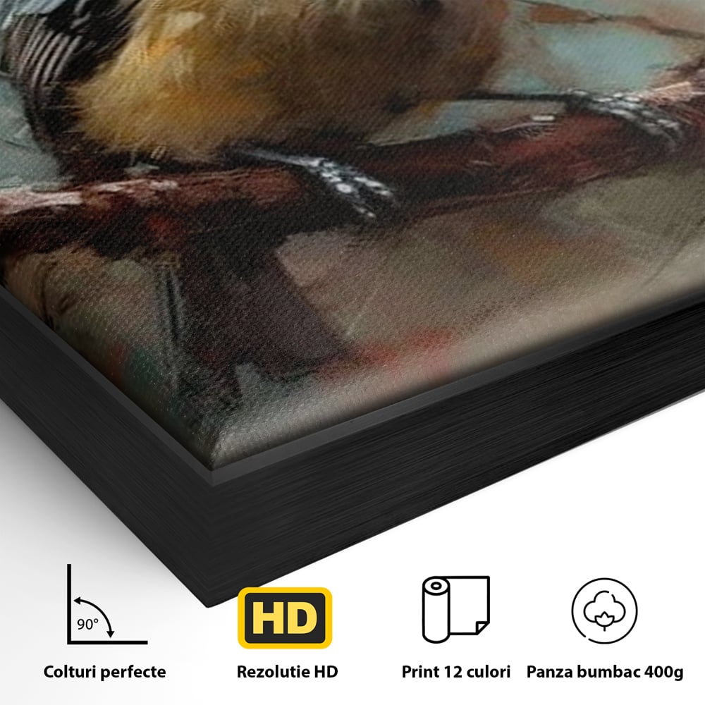 Leinwand Wandkunst Leinwand Wandkunst Premium, LuxCanva® M1046, Herbst auf Zweig, Zweig, Zweig, Herbst, Jahreszeit, Vogel, entspannend, Wald, Frieden, Blätter, Büro, Wohnen, Kinderzimmer