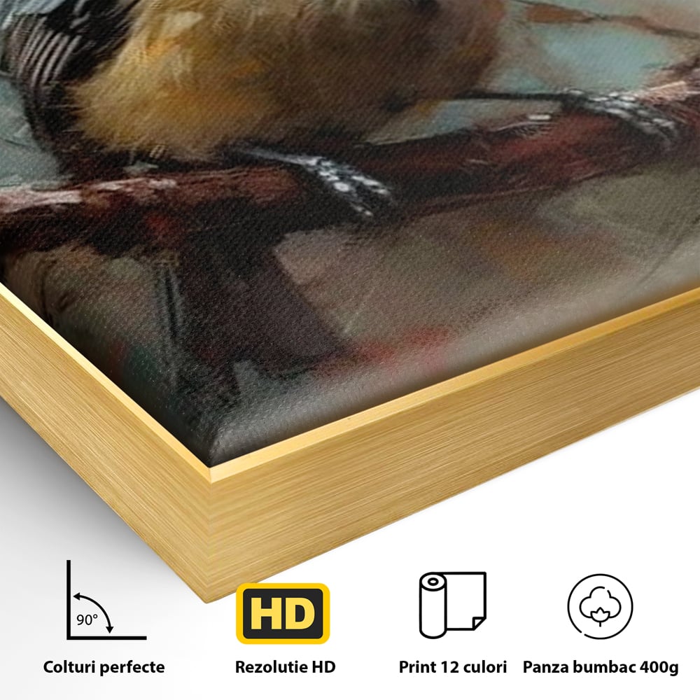 Leinwand Wandkunst Leinwand Wandkunst Premium, LuxCanva® M1046, Herbst auf Zweig, Zweig, Zweig, Herbst, Jahreszeit, Vogel, entspannend, Wald, Frieden, Blätter, Büro, Wohnen, Kinderzimmer