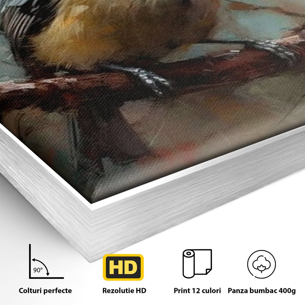 Leinwand Wandkunst Leinwand Wandkunst Premium, LuxCanva® M1046, Herbst auf Zweig, Zweig, Zweig, Herbst, Jahreszeit, Vogel, entspannend, Wald, Frieden, Blätter, Büro, Wohnen, Kinderzimmer