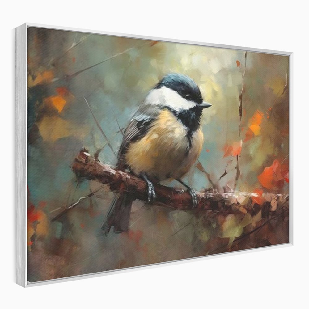 Leinwand Wandkunst Leinwand Wandkunst Premium, LuxCanva® M1046, Herbst auf Zweig, Zweig, Zweig, Herbst, Jahreszeit, Vogel, entspannend, Wald, Frieden, Blätter, Büro, Wohnen, Kinderzimmer