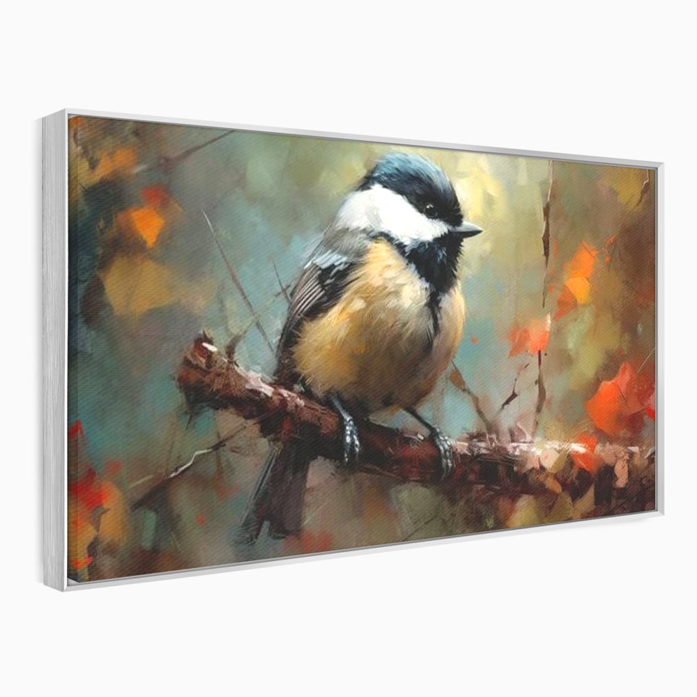 Leinwand Wandkunst Leinwand Wandkunst Premium, LuxCanva® M1046, Herbst auf Zweig, Zweig, Zweig, Herbst, Jahreszeit, Vogel, entspannend, Wald, Frieden, Blätter, Büro, Wohnen, Kinderzimmer