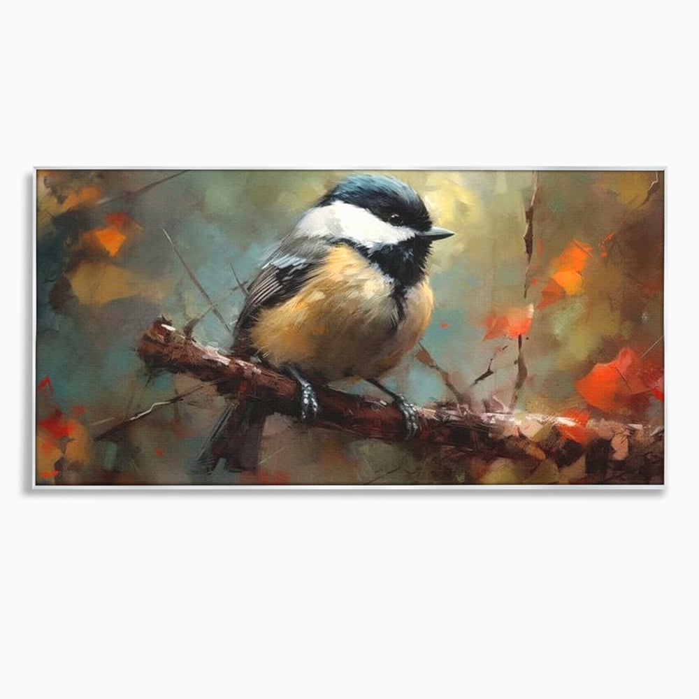 Leinwand Wandkunst Leinwand Wandkunst Premium, LuxCanva® M1046, Herbst auf Zweig, Zweig, Zweig, Herbst, Jahreszeit, Vogel, entspannend, Wald, Frieden, Blätter, Büro, Wohnen, Kinderzimmer