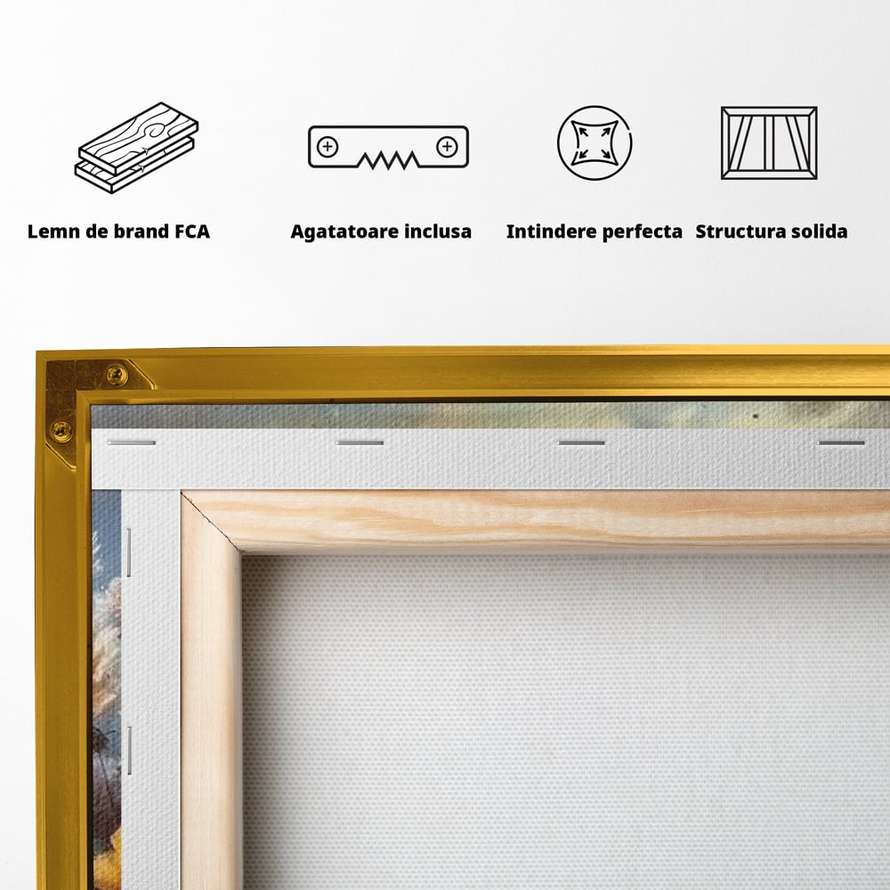Tablou Canvas Premium, LuxCanva® M1048, Poveste cu Ratuste, Flori, Lac, Primavara, Ratuste, Pereche, Copilarie, Lumina, Pasari, Armonie, Birou, Living, Camera Copil