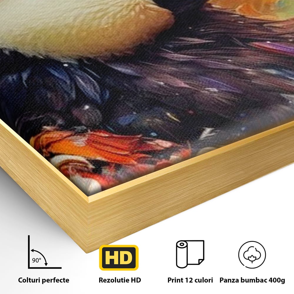 Tablou Canvas Premium, LuxCanva® M1049, Mandria Amazonului, Tucan, Palarie, Pasare, Cioc, Exotic, Portret, Caracter, Carnaval, Tropice, Jungla, Birou, Living, Camera Copil
