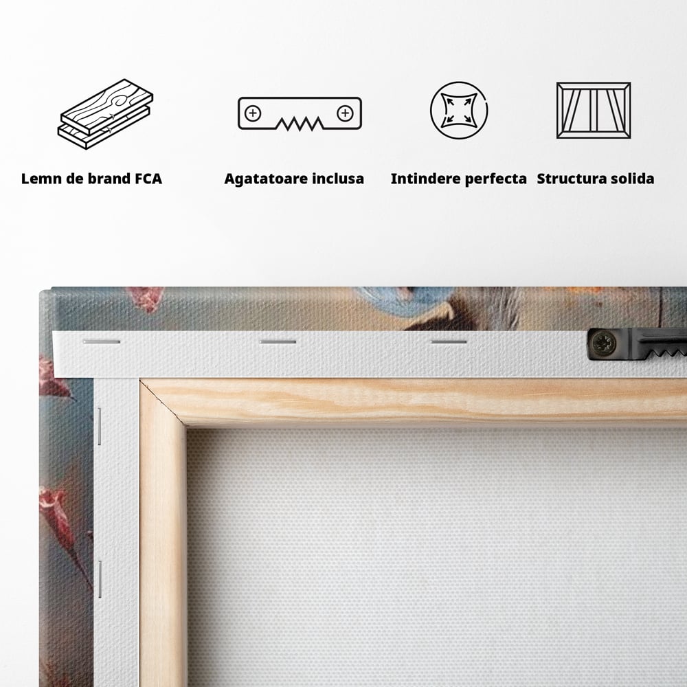 Tablou Canvas Premium, LuxCanva® M1051, Paznicul Mlastinii, Starc, Flori, Petale, Mlastina, Pasare, Eleganta, Solitudine, Pastel, Vertical, Inalt, Birou, Living, Camera Copil