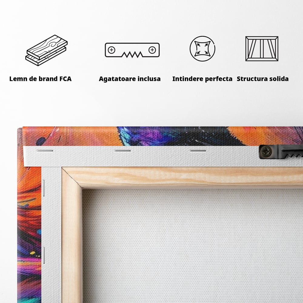 Tablou Canvas Premium, LuxCanva® M1052, Zbor Cosmic, Pasare, Penaj, Electric, Fantastic, Neon, Contrast, Zbor, Mistic, Exotic, Vis, Birou, Living, Camera Copil