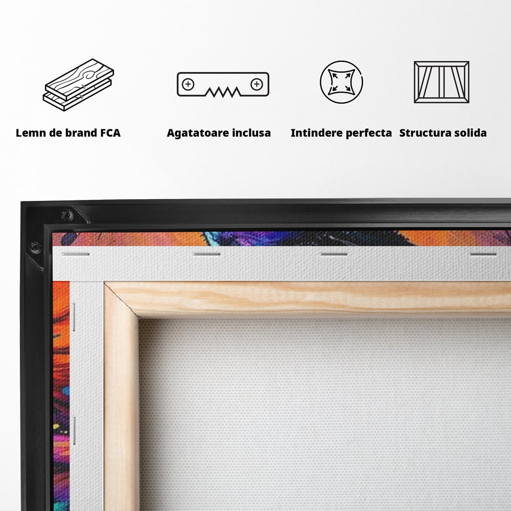Tablou Canvas Premium, LuxCanva® M1052, Zbor Cosmic, Pasare, Penaj, Electric, Fantastic, Neon, Contrast, Zbor, Mistic, Exotic, Vis, Birou, Living, Camera Copil