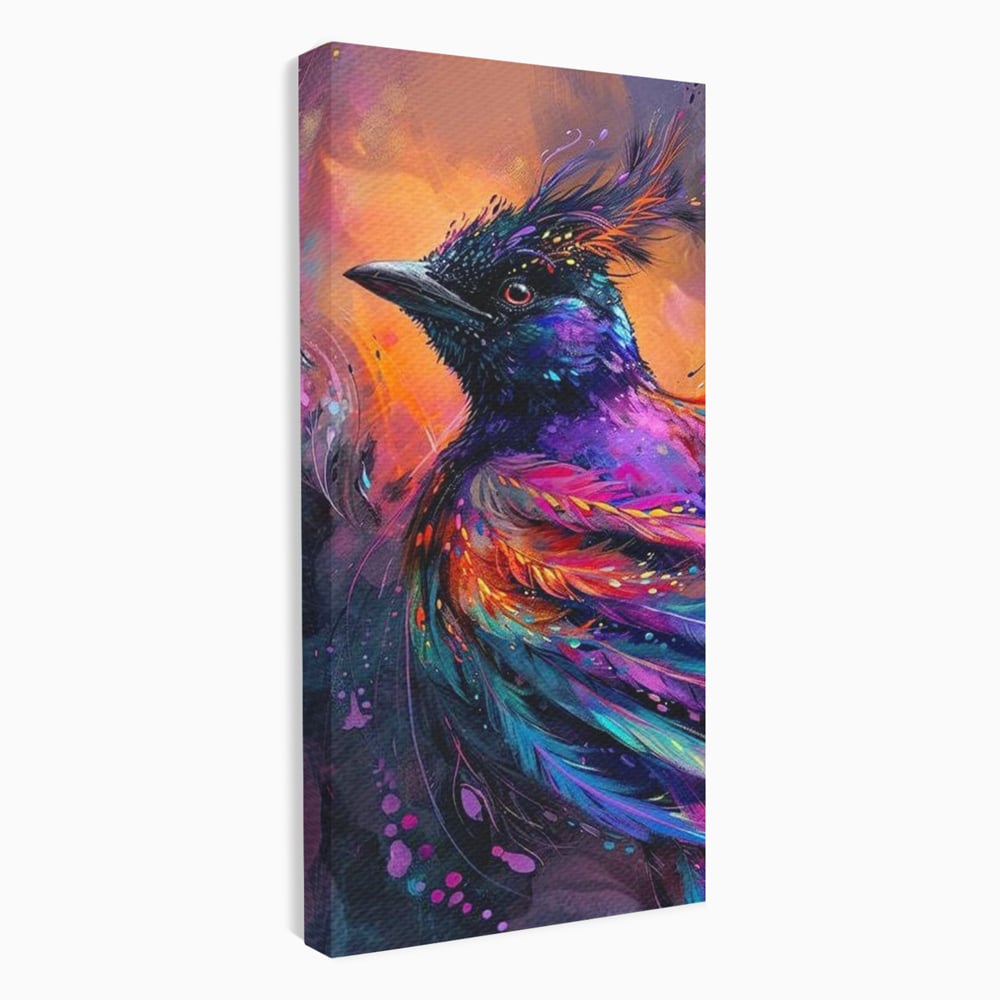 Tablou Canvas Premium, LuxCanva® M1052, Zbor Cosmic, Pasare, Penaj, Electric, Fantastic, Neon, Contrast, Zbor, Mistic, Exotic, Vis, Birou, Living, Camera Copil