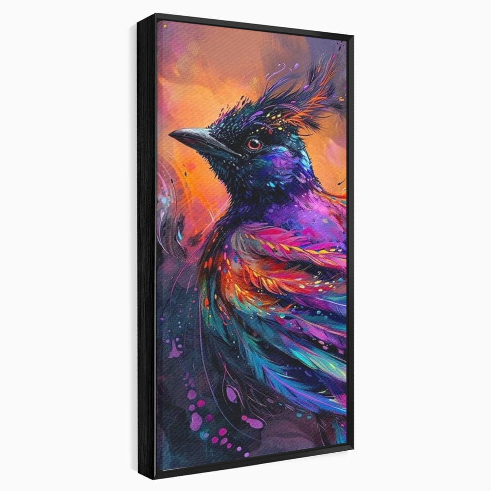 Tablou Canvas Premium, LuxCanva® M1052, Zbor Cosmic, Pasare, Penaj, Electric, Fantastic, Neon, Contrast, Zbor, Mistic, Exotic, Vis, Birou, Living, Camera Copil