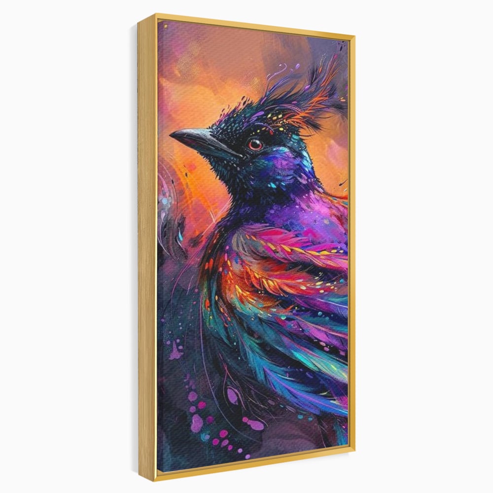 Tablou Canvas Premium, LuxCanva® M1052, Zbor Cosmic, Pasare, Penaj, Electric, Fantastic, Neon, Contrast, Zbor, Mistic, Exotic, Vis, Birou, Living, Camera Copil