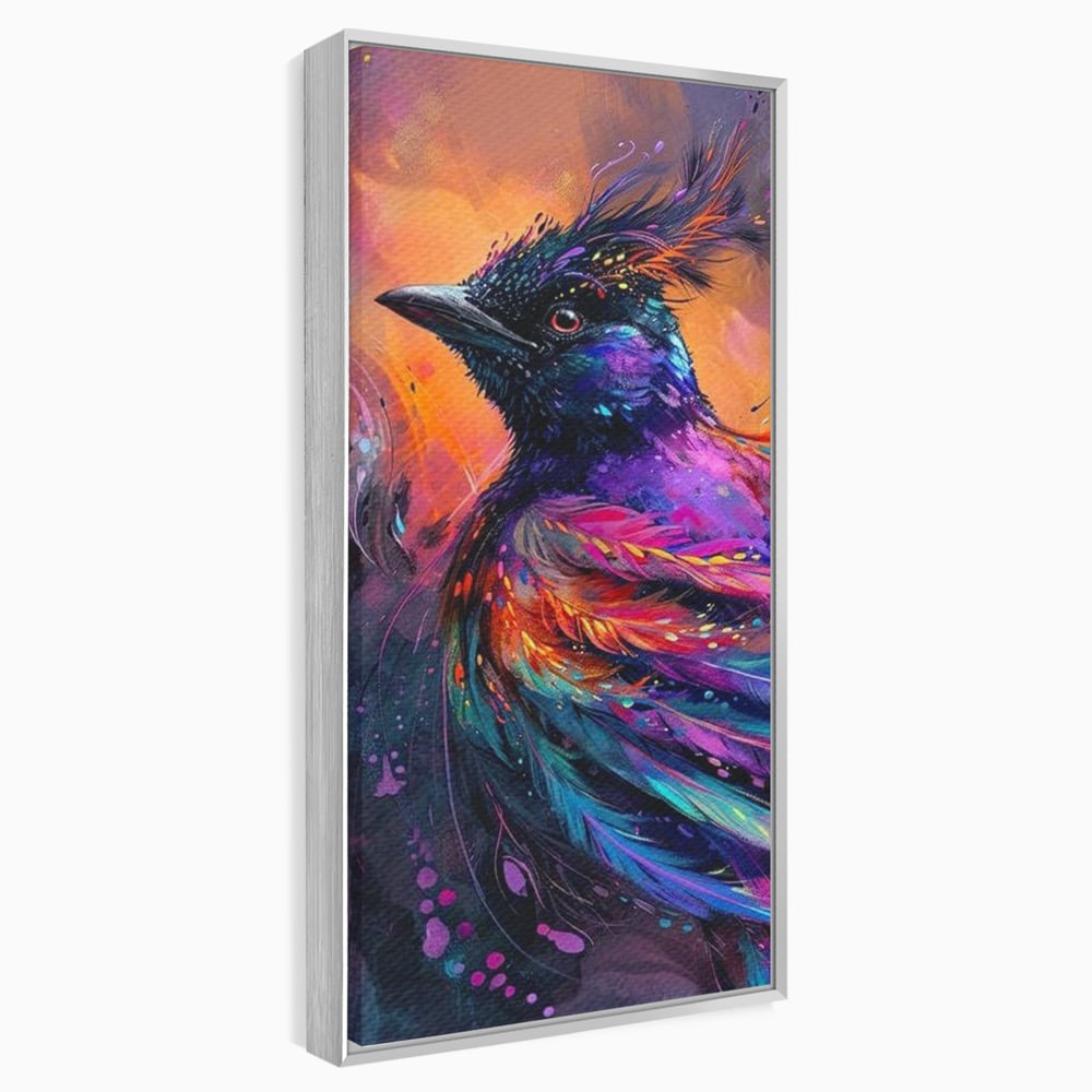 Tablou Canvas Premium, LuxCanva® M1052, Zbor Cosmic, Pasare, Penaj, Electric, Fantastic, Neon, Contrast, Zbor, Mistic, Exotic, Vis, Birou, Living, Camera Copil