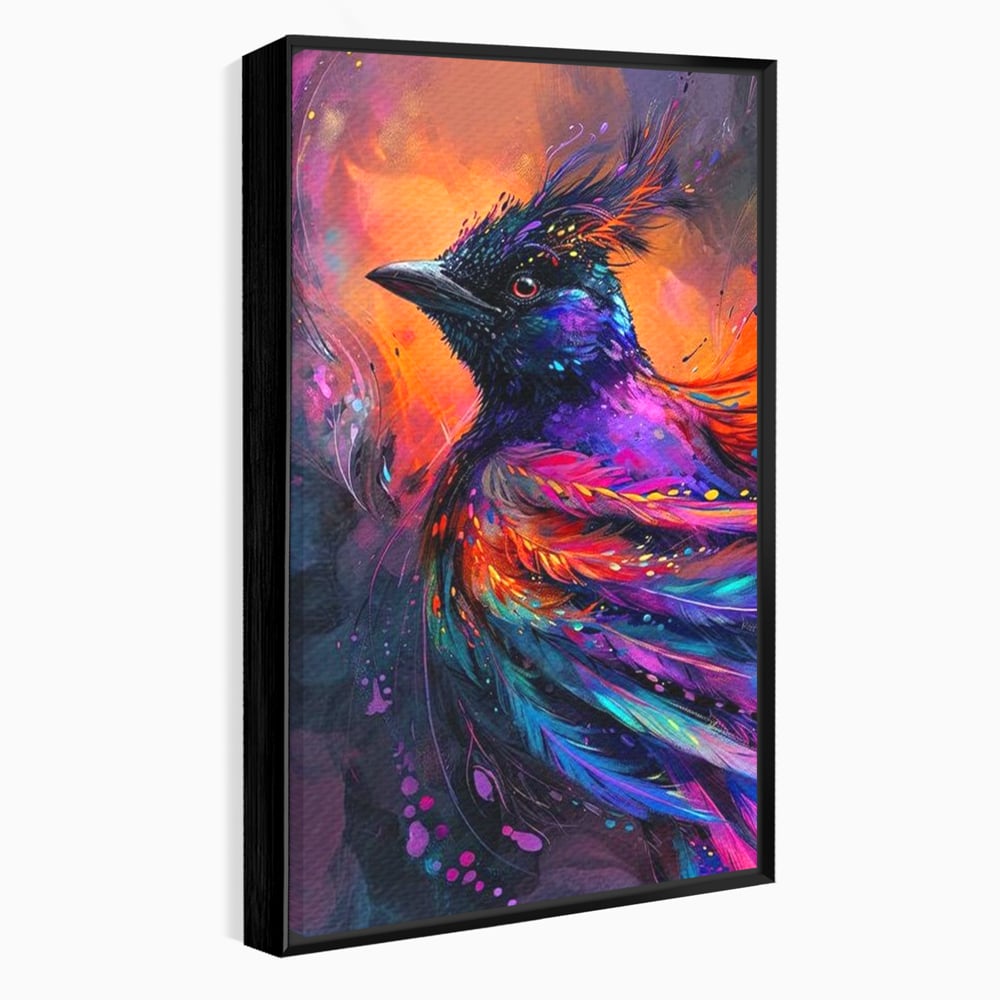 Tablou Canvas Premium, LuxCanva® M1052, Zbor Cosmic, Pasare, Penaj, Electric, Fantastic, Neon, Contrast, Zbor, Mistic, Exotic, Vis, Birou, Living, Camera Copil