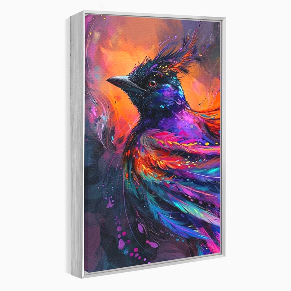Tablou Canvas Premium, LuxCanva® M1052, Zbor Cosmic, Pasare, Penaj, Electric, Fantastic, Neon, Contrast, Zbor, Mistic, Exotic, Vis, Birou, Living, Camera Copil