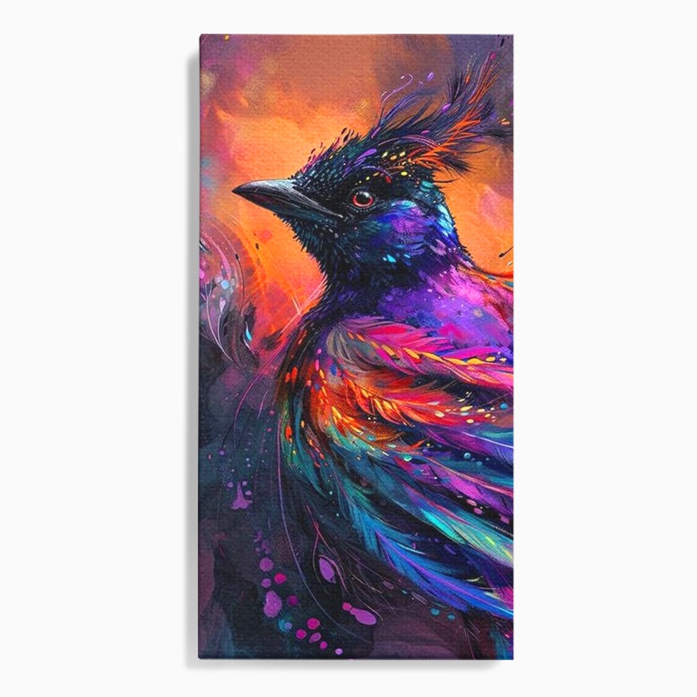 Tablou Canvas Premium, LuxCanva® M1052, Zbor Cosmic, Pasare, Penaj, Electric, Fantastic, Neon, Contrast, Zbor, Mistic, Exotic, Vis, Birou, Living, Camera Copil