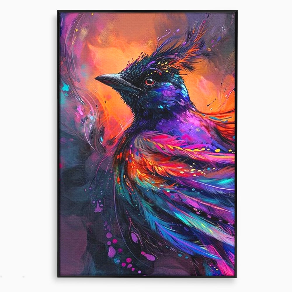 Tablou Canvas Premium, LuxCanva® M1052, Zbor Cosmic, Pasare, Penaj, Electric, Fantastic, Neon, Contrast, Zbor, Mistic, Exotic, Vis, Birou, Living, Camera Copil