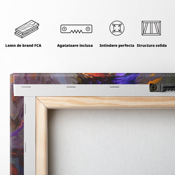 Tablou Canvas Premium, LuxCanva® M1053, Solistul Padurii de Ametist, Ramura, Padure, Ametist, Pasare, Intens, Mister, Neon, Natura, Birou, Living, Camera Copil