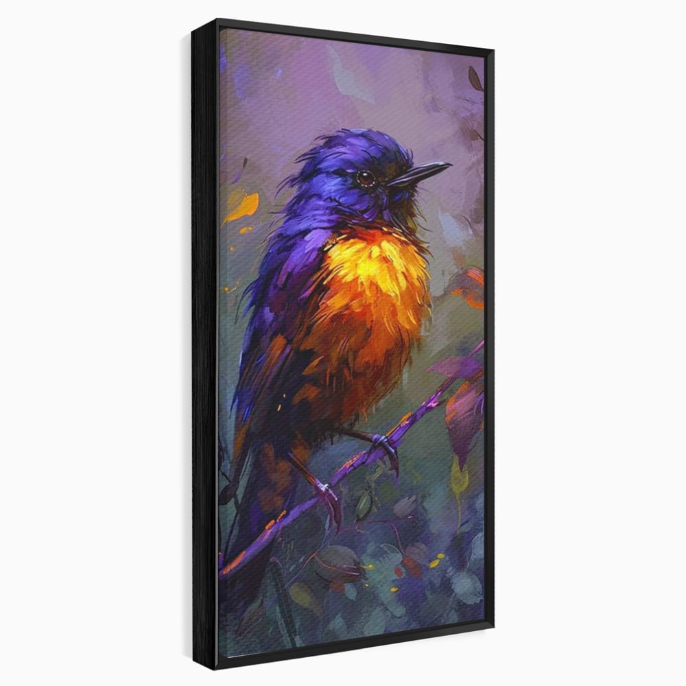 Tablou Canvas Premium, LuxCanva® M1053, Solistul Padurii de Ametist, Ramura, Padure, Ametist, Pasare, Intens, Mister, Neon, Natura, Birou, Living, Camera Copil