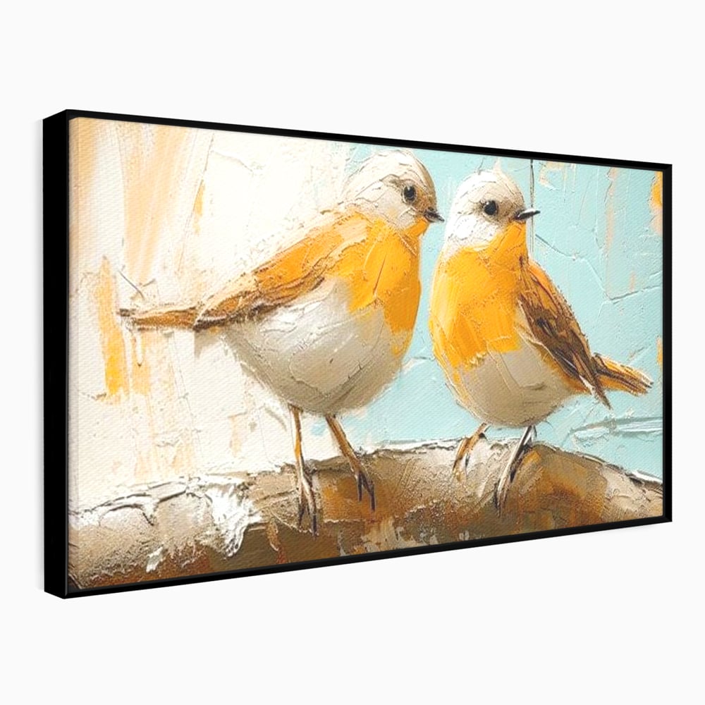Tablou Canvas Premium, LuxCanva® M1054, Doua Note de Soare, Pereche, Creanga, Pasari, Soare, Pastel, Pictura, Rustic, Senin, Textura, Birou, Living, Camera Copil