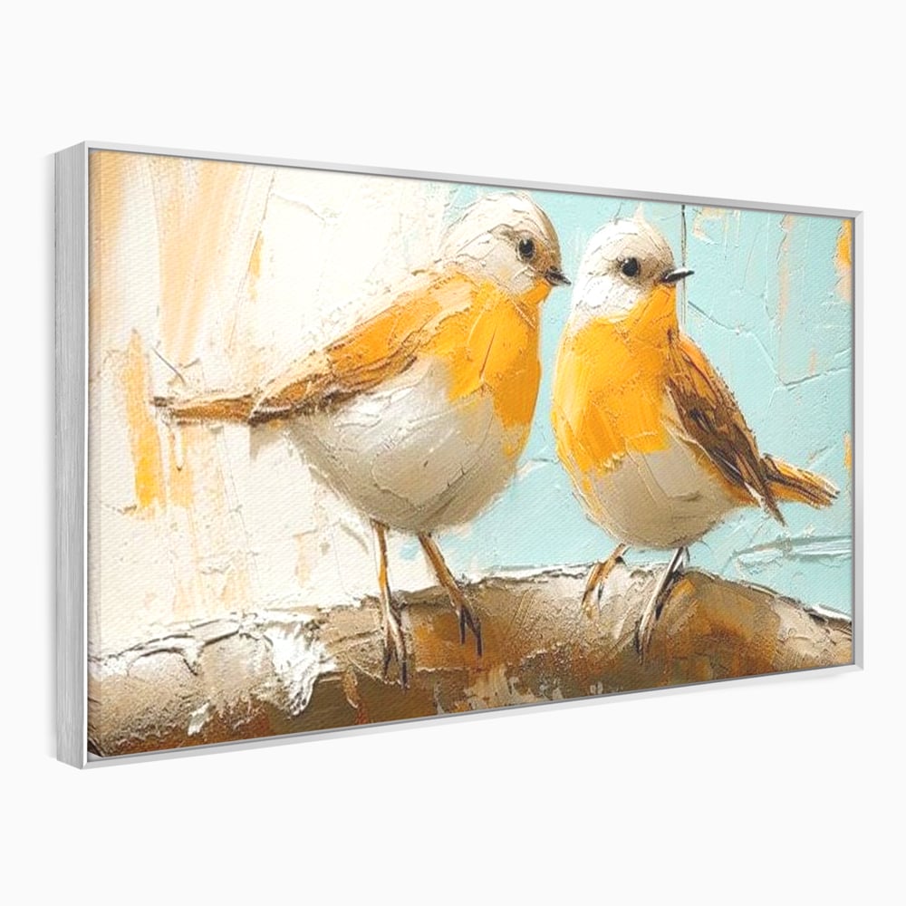 Tablou Canvas Premium, LuxCanva® M1054, Doua Note de Soare, Pereche, Creanga, Pasari, Soare, Pastel, Pictura, Rustic, Senin, Textura, Birou, Living, Camera Copil