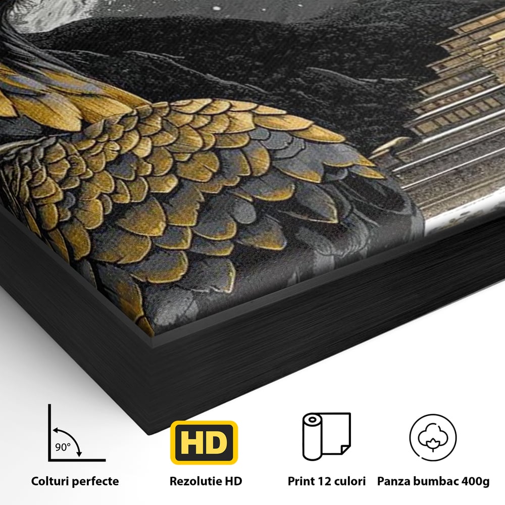 Leinwandbilder Premium, LuxCanva® M1058, Tempelwächter, Adler, Berg, Tempel, Heilig, Golden, Vogel, Ahnen, Azteke, Mythos, Büro, Wohnen, Wohnzimmer, Kinderzimmer