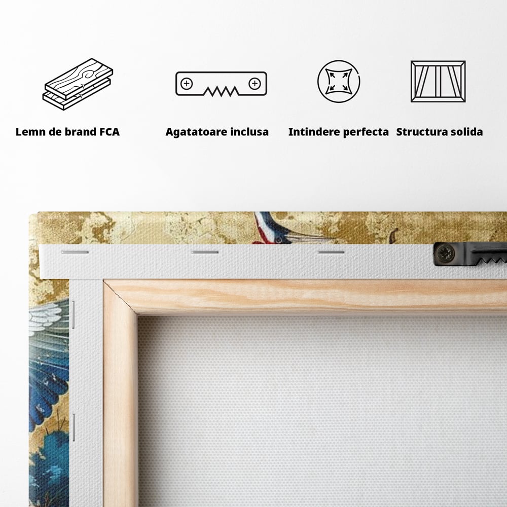 Leinwandbilder Premium, LuxCanva® M1059, Herrschaft der Saphirfeder, Kranich, Vogel, Saphir, orientalisch, asiatisch, edel, mystisch, königlich, Flügel, Wald, Büro, Wohnen, Kinderzimmer