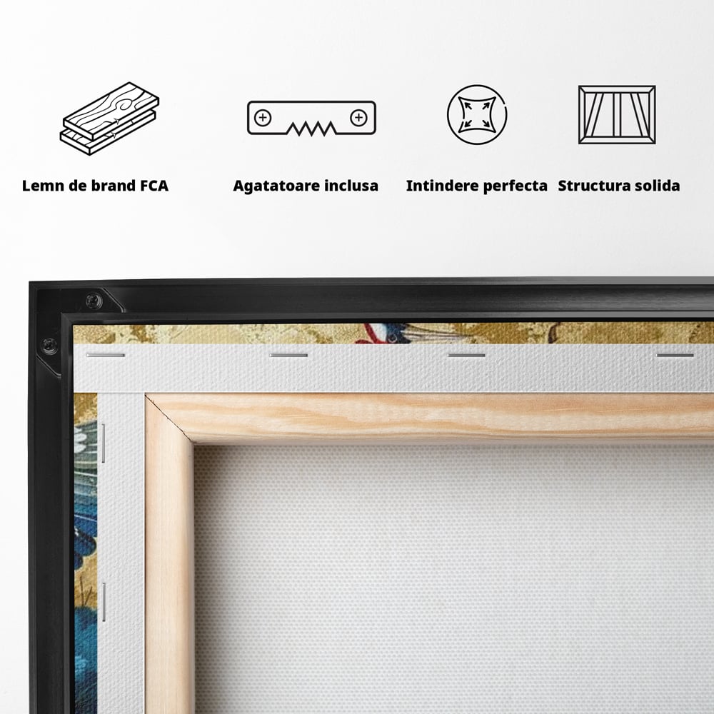 Leinwandbilder Premium, LuxCanva® M1059, Herrschaft der Saphirfeder, Kranich, Vogel, Saphir, orientalisch, asiatisch, edel, mystisch, königlich, Flügel, Wald, Büro, Wohnen, Kinderzimmer