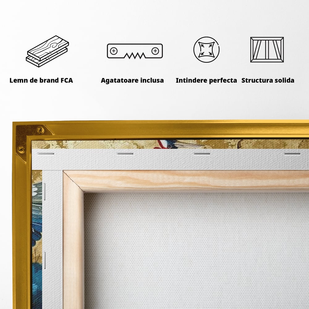 Leinwandbilder Premium, LuxCanva® M1059, Herrschaft der Saphirfeder, Kranich, Vogel, Saphir, orientalisch, asiatisch, edel, mystisch, königlich, Flügel, Wald, Büro, Wohnen, Kinderzimmer