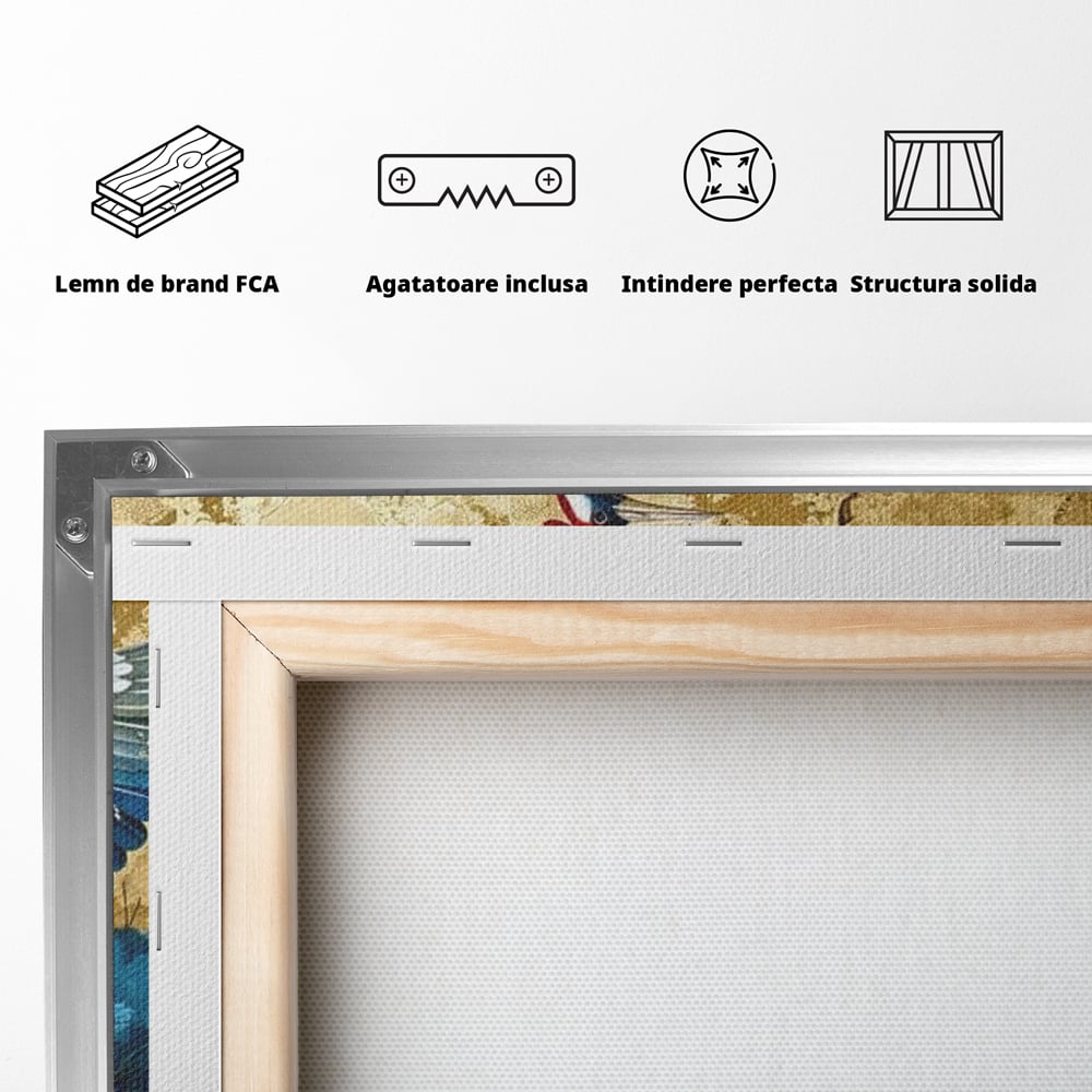 Leinwandbilder Premium, LuxCanva® M1059, Herrschaft der Saphirfeder, Kranich, Vogel, Saphir, orientalisch, asiatisch, edel, mystisch, königlich, Flügel, Wald, Büro, Wohnen, Kinderzimmer