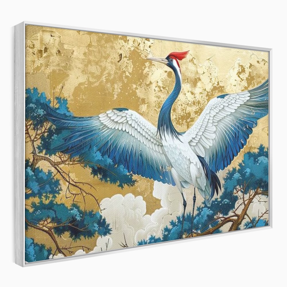 Leinwandbilder Premium, LuxCanva® M1059, Herrschaft der Saphirfeder, Kranich, Vogel, Saphir, orientalisch, asiatisch, edel, mystisch, königlich, Flügel, Wald, Büro, Wohnen, Kinderzimmer