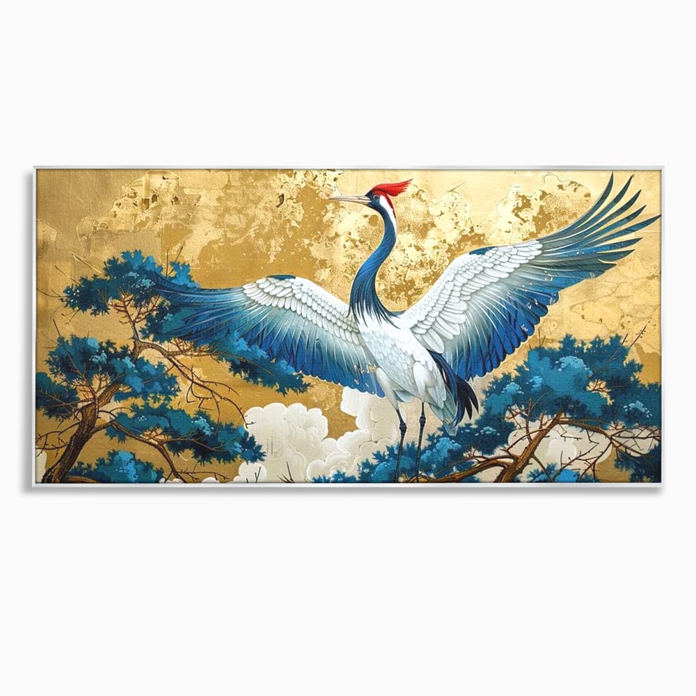 Leinwandbilder Premium, LuxCanva® M1059, Herrschaft der Saphirfeder, Kranich, Vogel, Saphir, orientalisch, asiatisch, edel, mystisch, königlich, Flügel, Wald, Büro, Wohnen, Kinderzimmer