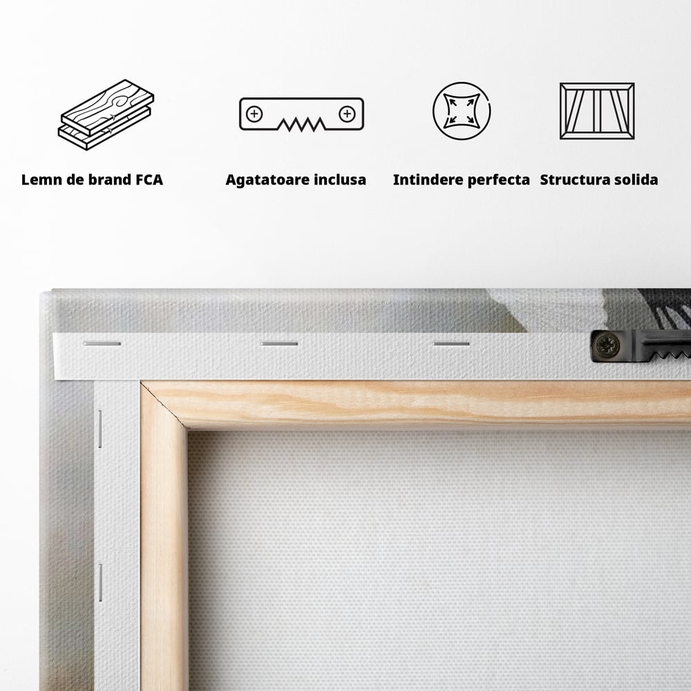 Tablou Canvas Premium, LuxCanva® M1060, Tandem in Infinit, Pasari, Pereche, Simetrie, Echilibru, Yin, Yang, Zbor, Alb, Negru, Lac, Cer, Natura, Birou, Living, Camera Copil