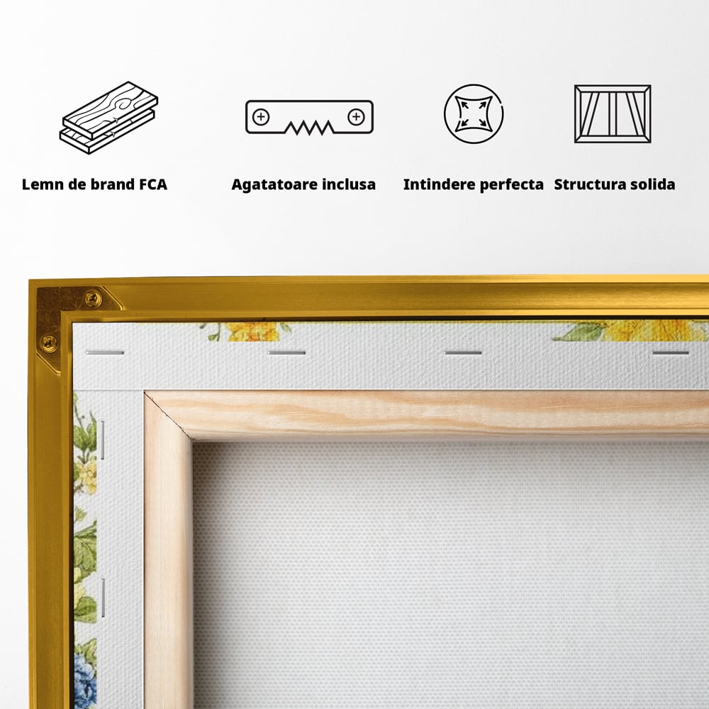 Tablou Canvas Premium, LuxCanva® M1066, Portret de Primavara, Familie, Cuib, Pasari, Flori, Dimineata, Primavara, Pastel, Botanica, Natura, Birou, Living, Camera Copil