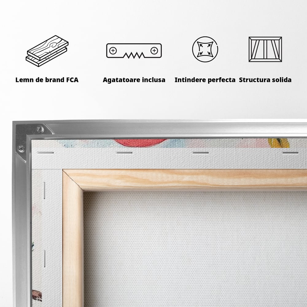 Tablou Canvas Premium, LuxCanva® M1069, Curcubeu in Miniatura, Papagal, Pui, Exotic, Curcubeu, Acuarela, Pictura, Ramura, Copilarie, Inocenta, Birou, Living, Camera Copil