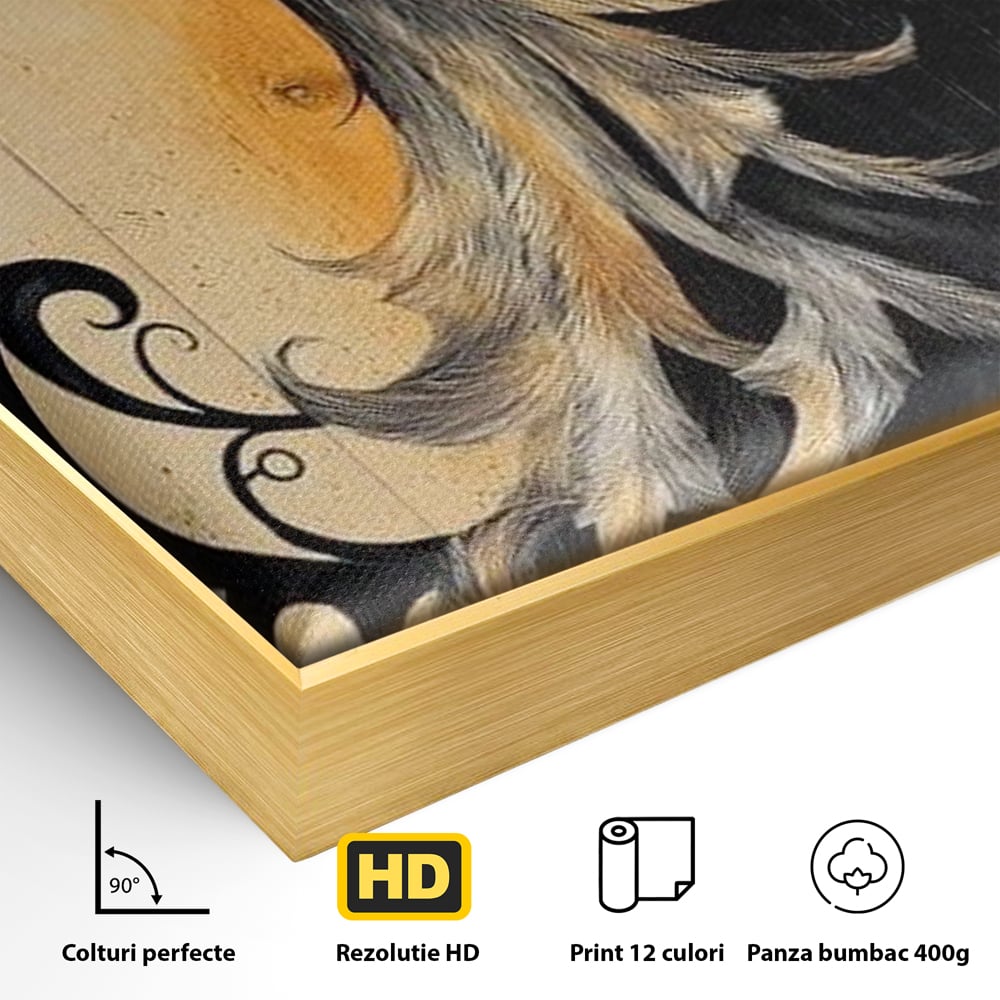 Tablou Canvas Premium, LuxCanva® M1070, Ecoul Cenusii Aprinse, Phoenix, Mitologie, Foc, Cenusa, Lumina, Intuneric, Auriu, Renastere, Pasari, Pene, Birou, Living, Camera Copil