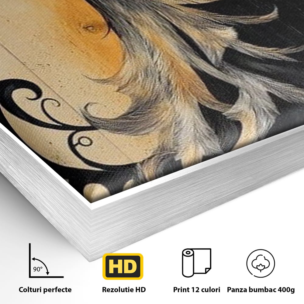 Tablou Canvas Premium, LuxCanva® M1070, Ecoul Cenusii Aprinse, Phoenix, Mitologie, Foc, Cenusa, Lumina, Intuneric, Auriu, Renastere, Pasari, Pene, Birou, Living, Camera Copil
