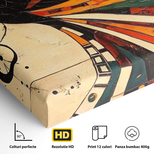 Tablou Canvas Premium, LuxCanva® M1071, Vortexul Pasarii Sacre, Aripi, Coada, Multicolor, Abstract, Modern, Pasari, Phoenix, Linii, Spirala, Renastere, Birou, Living, Camera Copil
