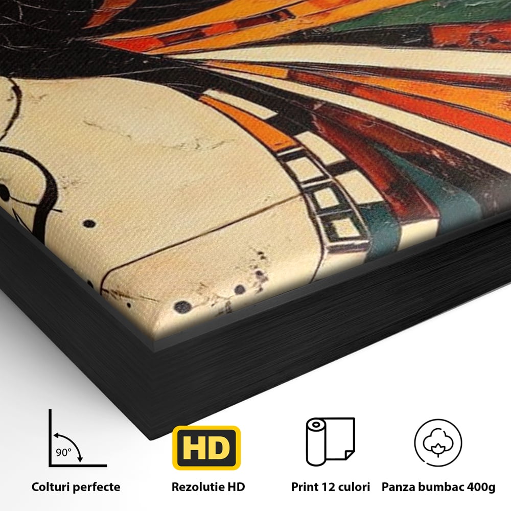 Tablou Canvas Premium, LuxCanva® M1071, Vortexul Pasarii Sacre, Aripi, Coada, Multicolor, Abstract, Modern, Pasari, Phoenix, Linii, Spirala, Renastere, Birou, Living, Camera Copil