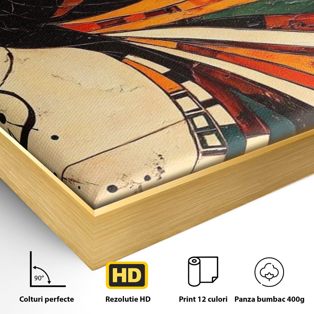 Tablou Canvas Premium, LuxCanva® M1071, Vortexul Pasarii Sacre, Aripi, Coada, Multicolor, Abstract, Modern, Pasari, Phoenix, Linii, Spirala, Renastere, Birou, Living, Camera Copil