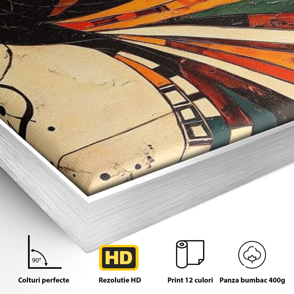 Tablou Canvas Premium, LuxCanva® M1071, Vortexul Pasarii Sacre, Aripi, Coada, Multicolor, Abstract, Modern, Pasari, Phoenix, Linii, Spirala, Renastere, Birou, Living, Camera Copil