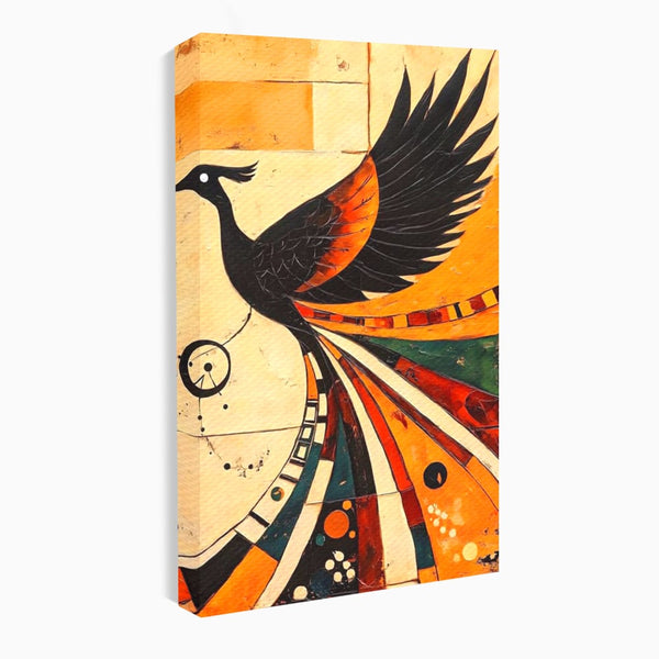 Tablou Canvas Premium, LuxCanva® M1071, Vortexul Pasarii Sacre, Aripi, Coada, Multicolor, Abstract, Modern, Pasari, Phoenix, Linii, Spirala, Renastere, Birou, Living, Camera Copil