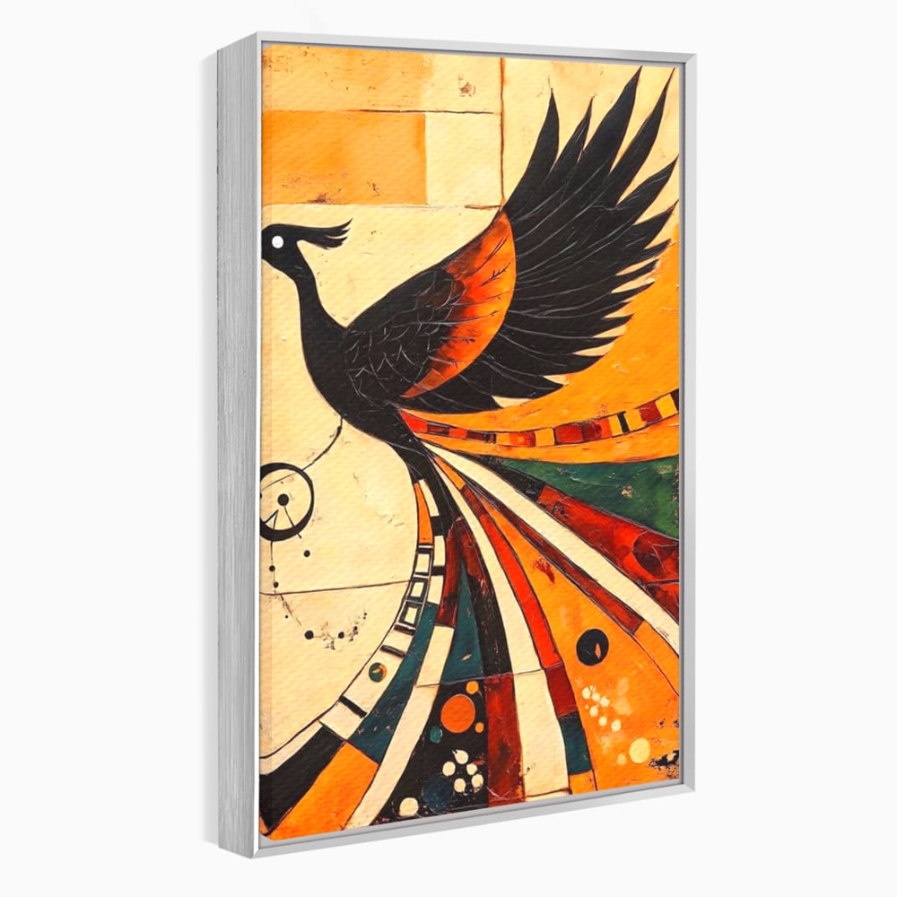 Tablou Canvas Premium, LuxCanva® M1071, Vortexul Pasarii Sacre, Aripi, Coada, Multicolor, Abstract, Modern, Pasari, Phoenix, Linii, Spirala, Renastere, Birou, Living, Camera Copil