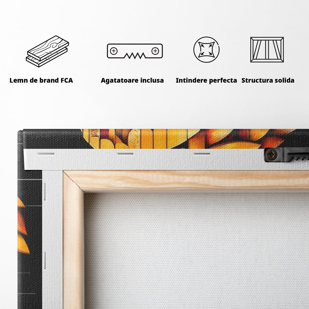 Leinwand Wandkunst Leinwand Premium, LuxCanva® M1073, Feuer Flügel Mechanismus, Vogel, Geometrie, Mechanismus, Urban, Phoenix, Feuer, Metallisch, Abstrakt, Büro, Wohnen, Kinderzimmer