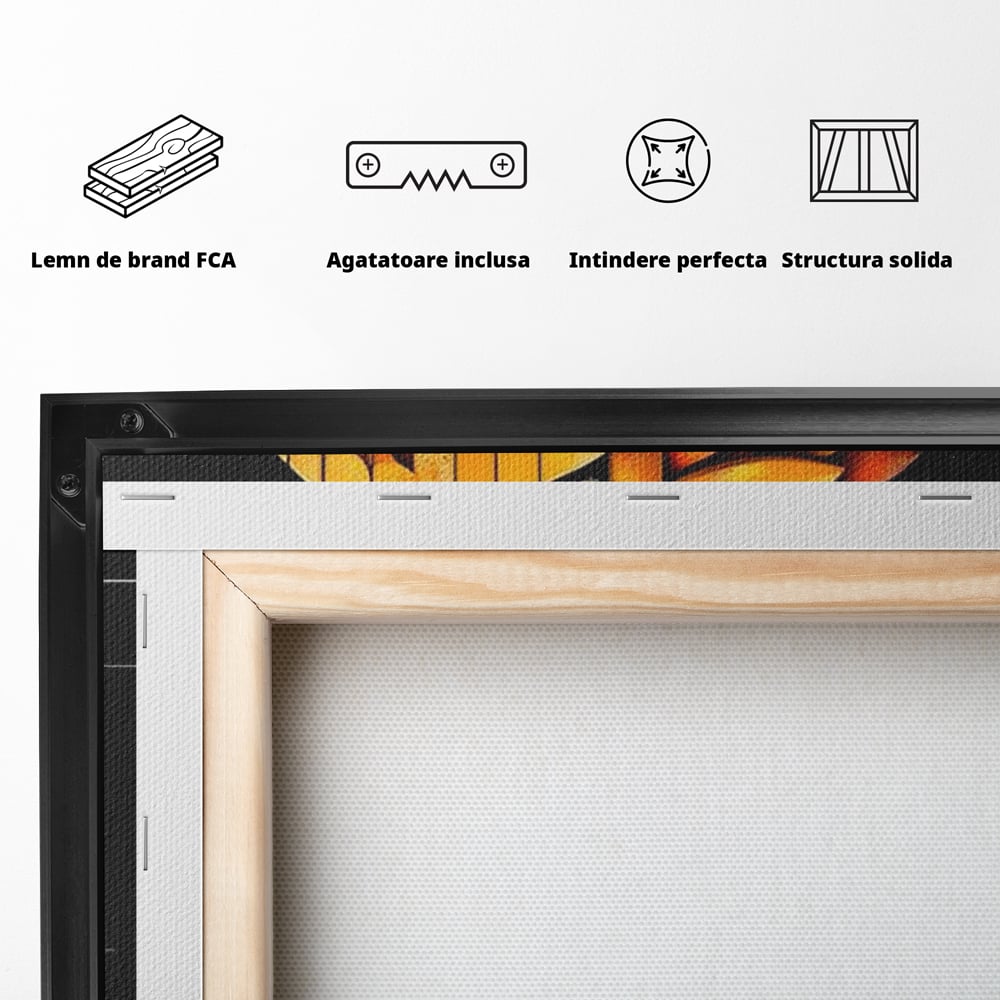 Leinwand Wandkunst Leinwand Premium, LuxCanva® M1073, Feuer Flügel Mechanismus, Vogel, Geometrie, Mechanismus, Urban, Phoenix, Feuer, Metallisch, Abstrakt, Büro, Wohnen, Kinderzimmer