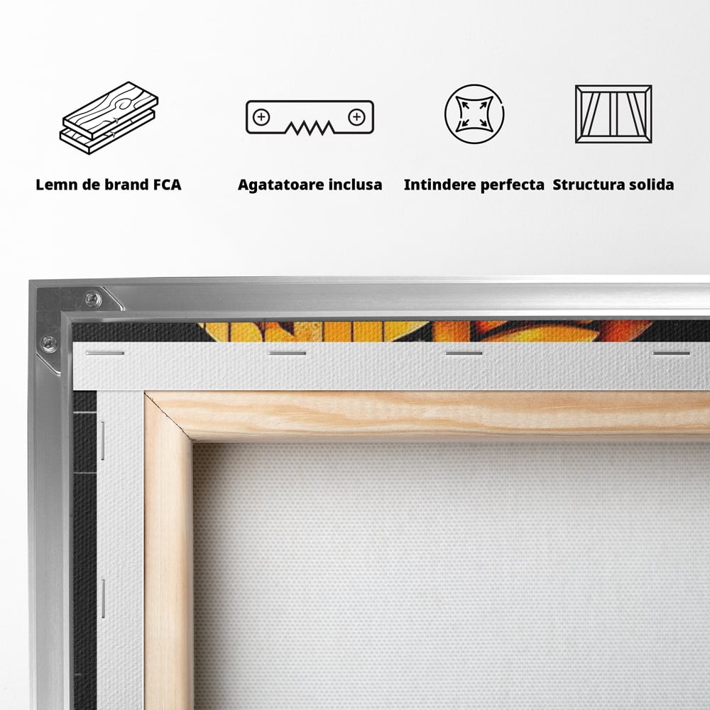 Leinwand Wandkunst Leinwand Premium, LuxCanva® M1073, Feuer Flügel Mechanismus, Vogel, Geometrie, Mechanismus, Urban, Phoenix, Feuer, Metallisch, Abstrakt, Büro, Wohnen, Kinderzimmer